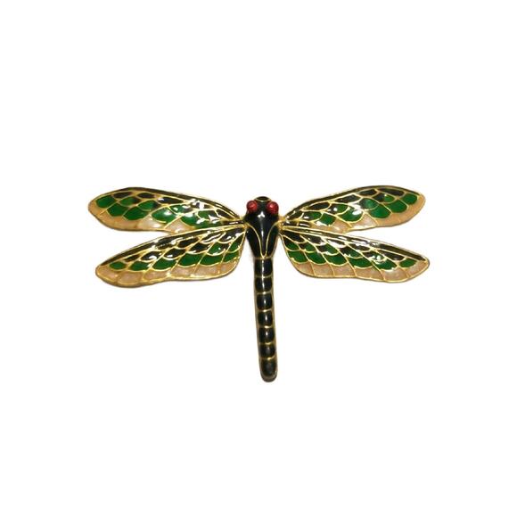 Vintage Enamel & Crystal Dragonfly Brooch 2.25" Wide, Chrysler Museum - Picture 2 of 8